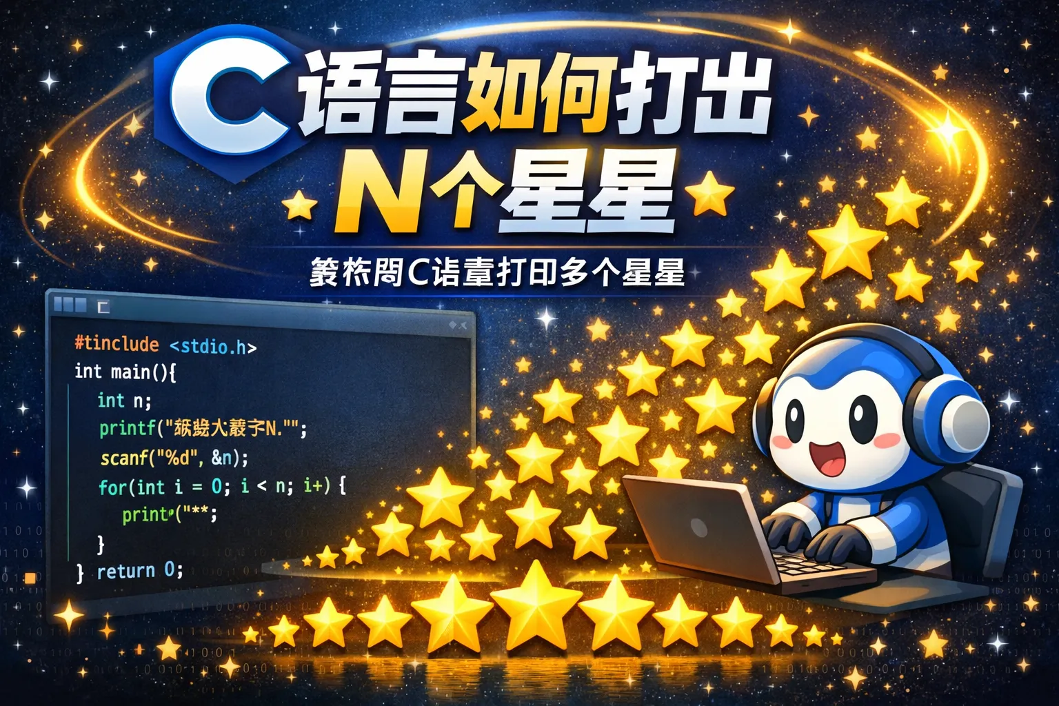 c语言如何打出n个星星
