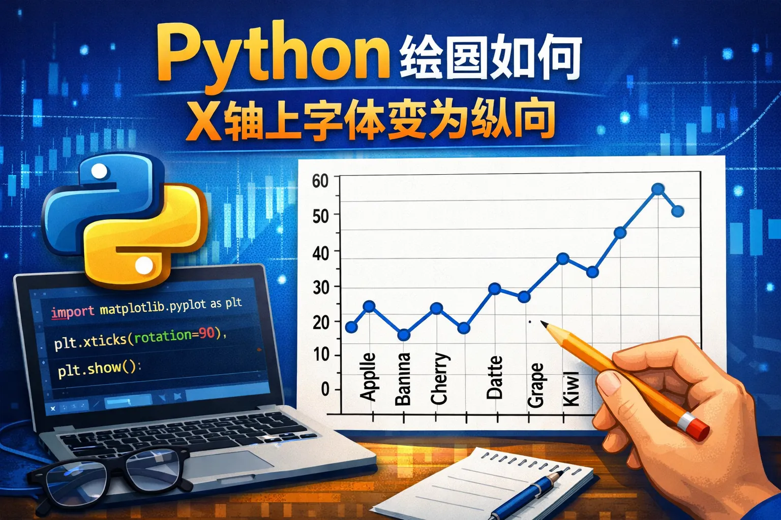python绘图如何x轴上字体变为纵向