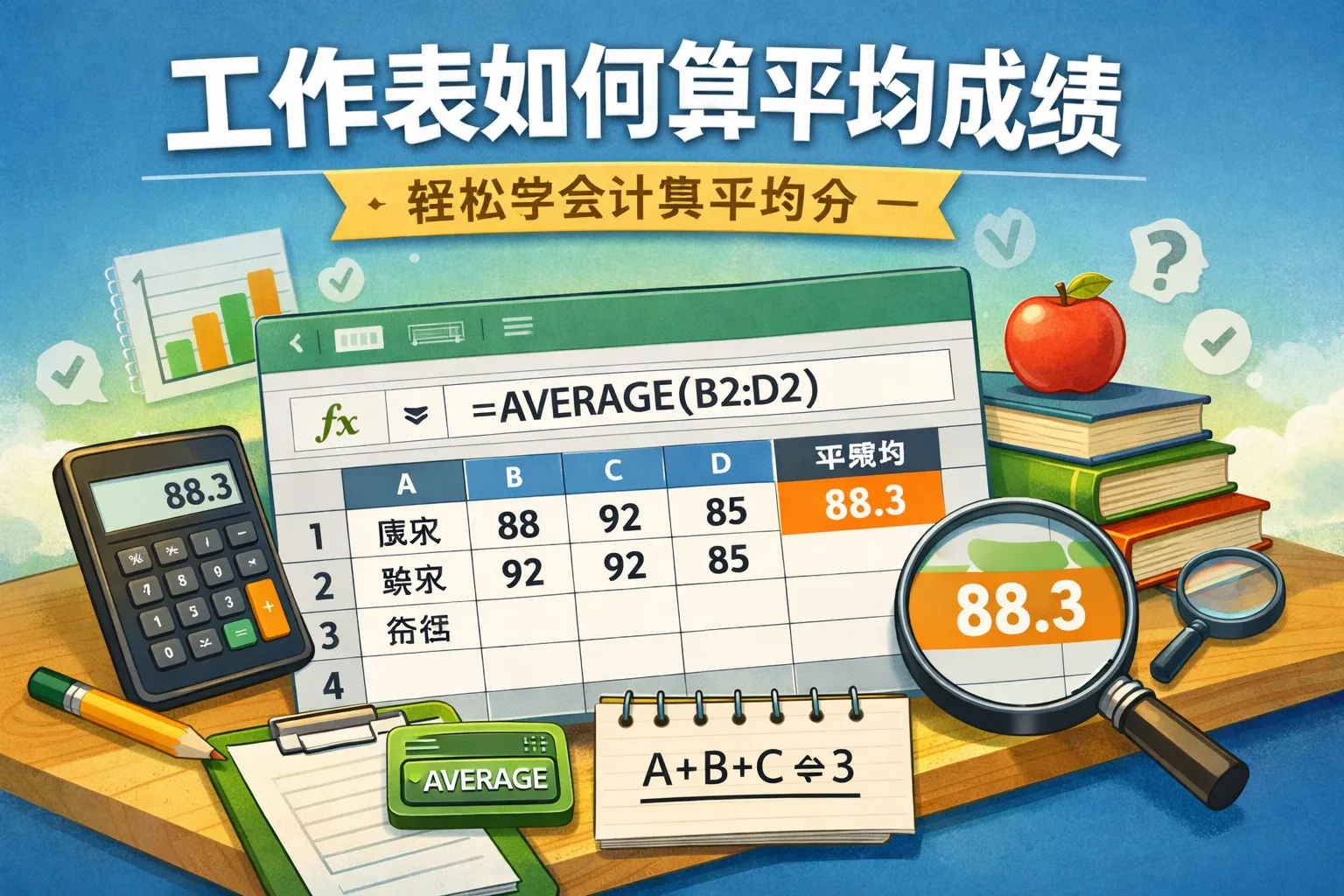 工作表如何算平均成绩