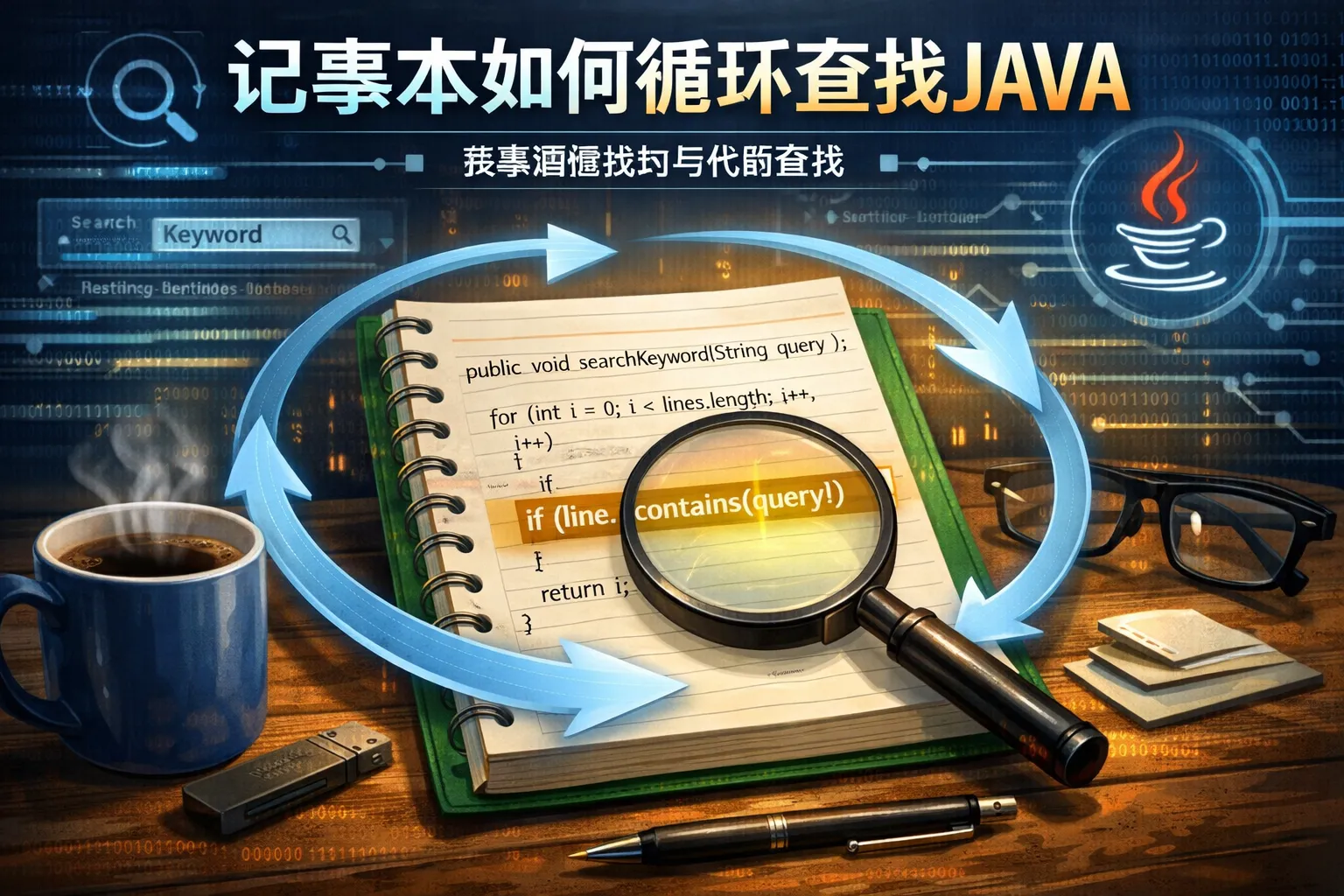记事本如何循环查找JAVA
