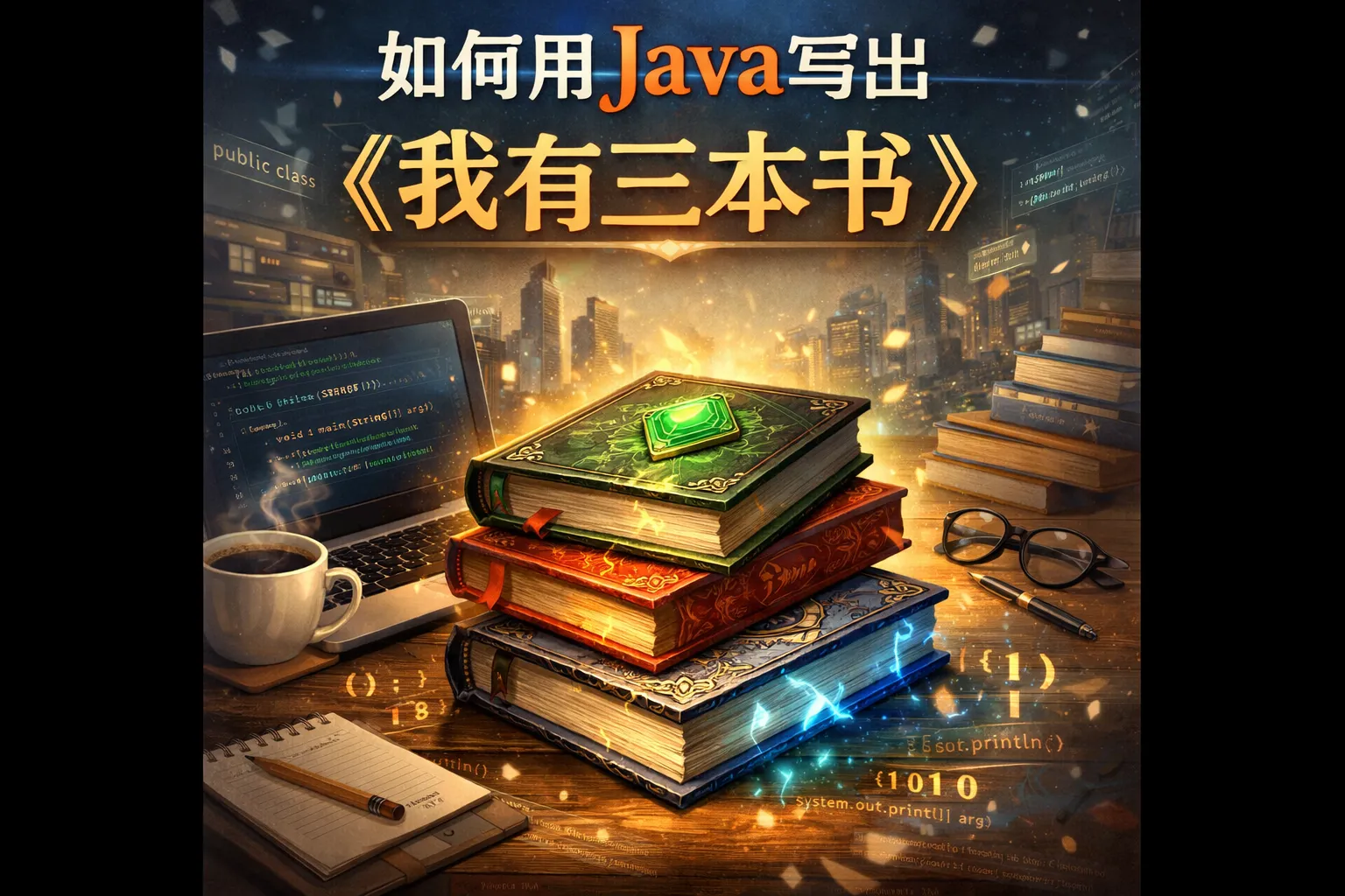 如何用java写出我有三本书