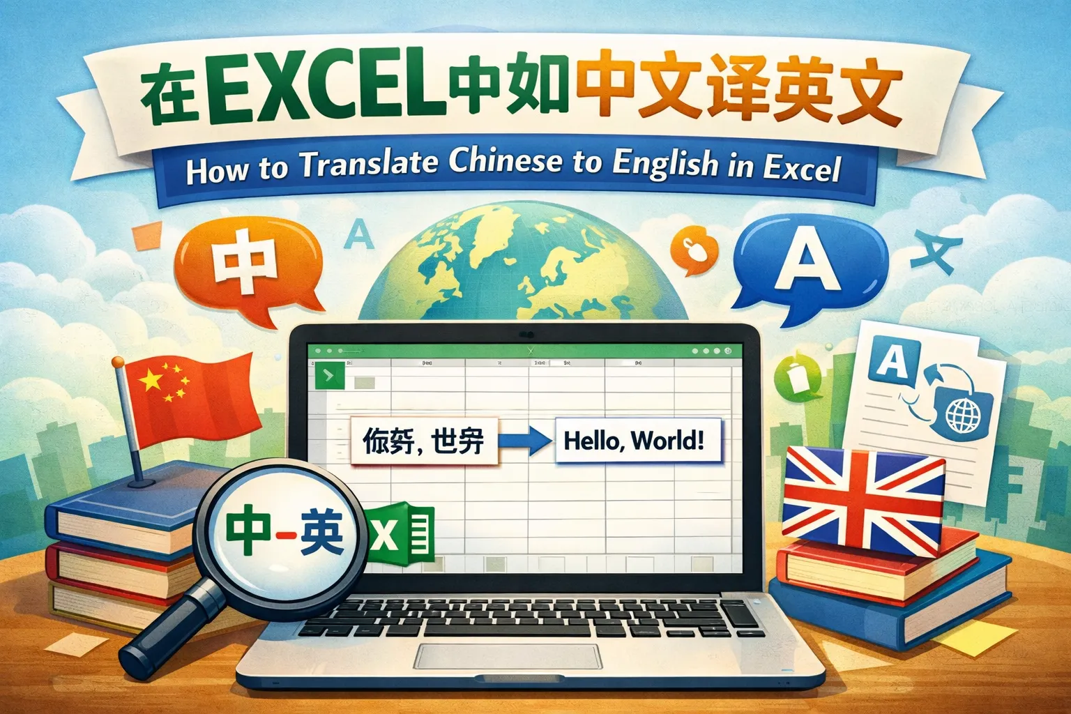 在EXCEL中如何中文译英文