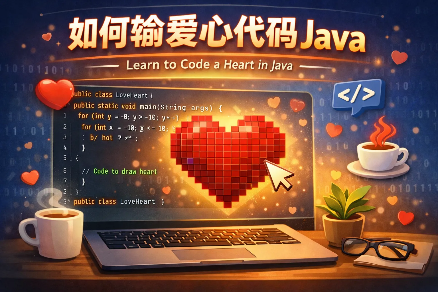 如何输爱心代码java