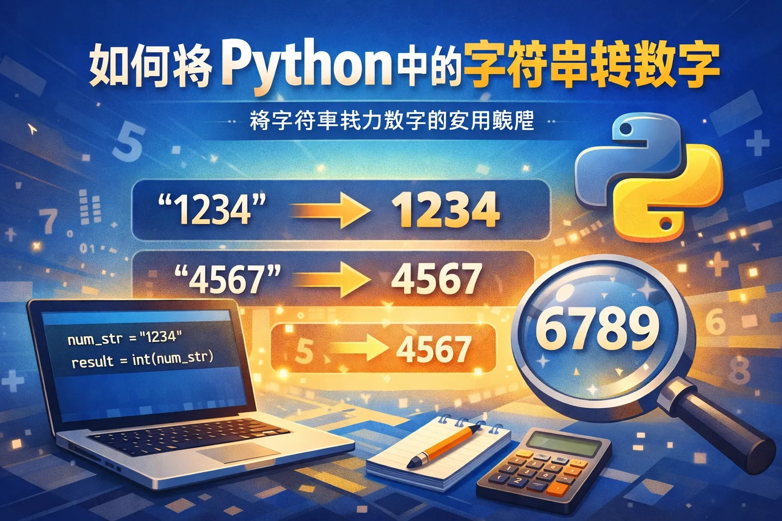 如何将python中的字符串转为数字