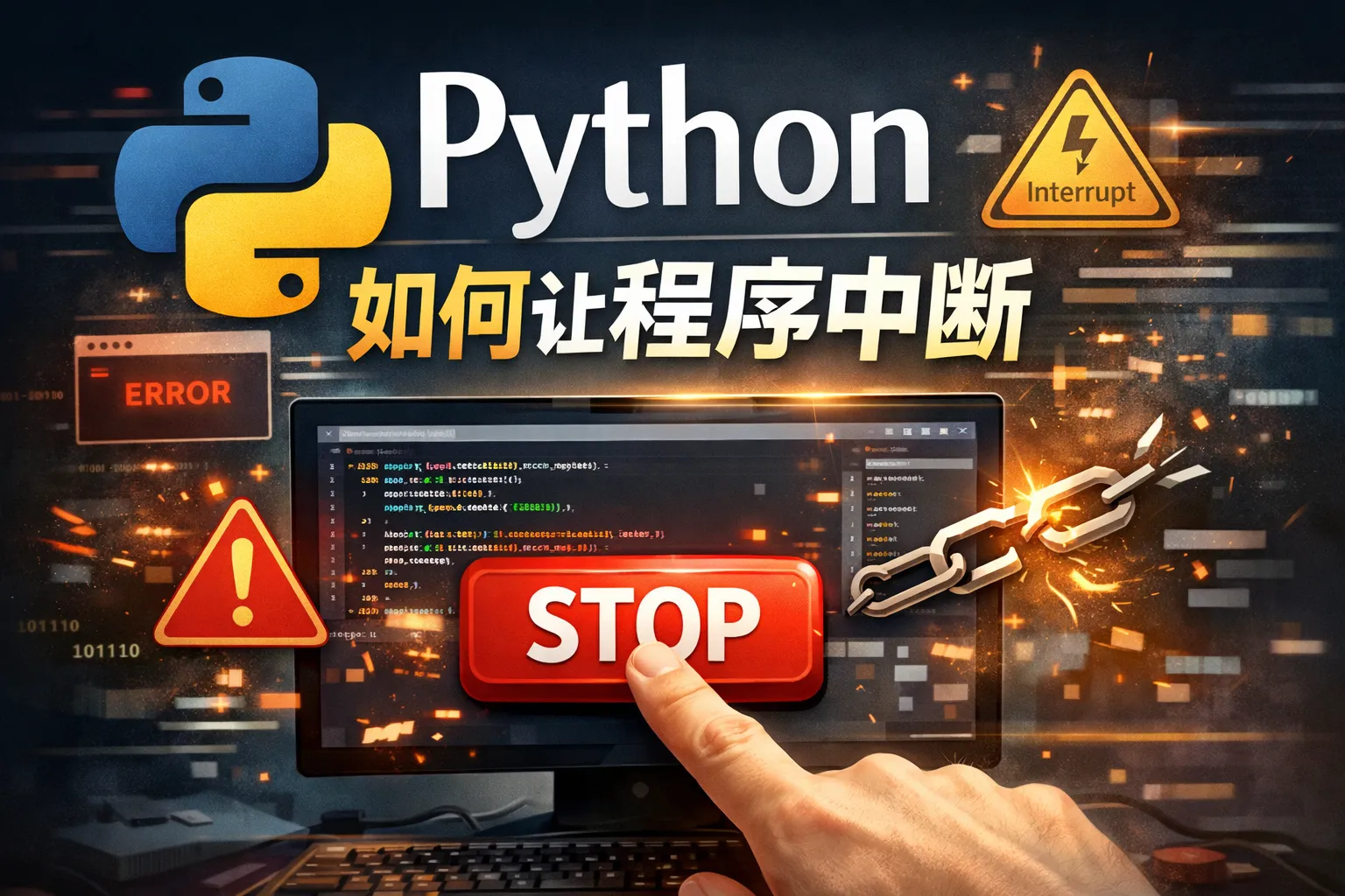 如何让程序中断python