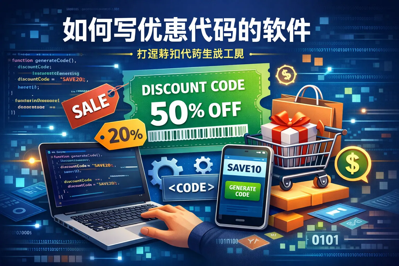 如何写优惠代码的软件