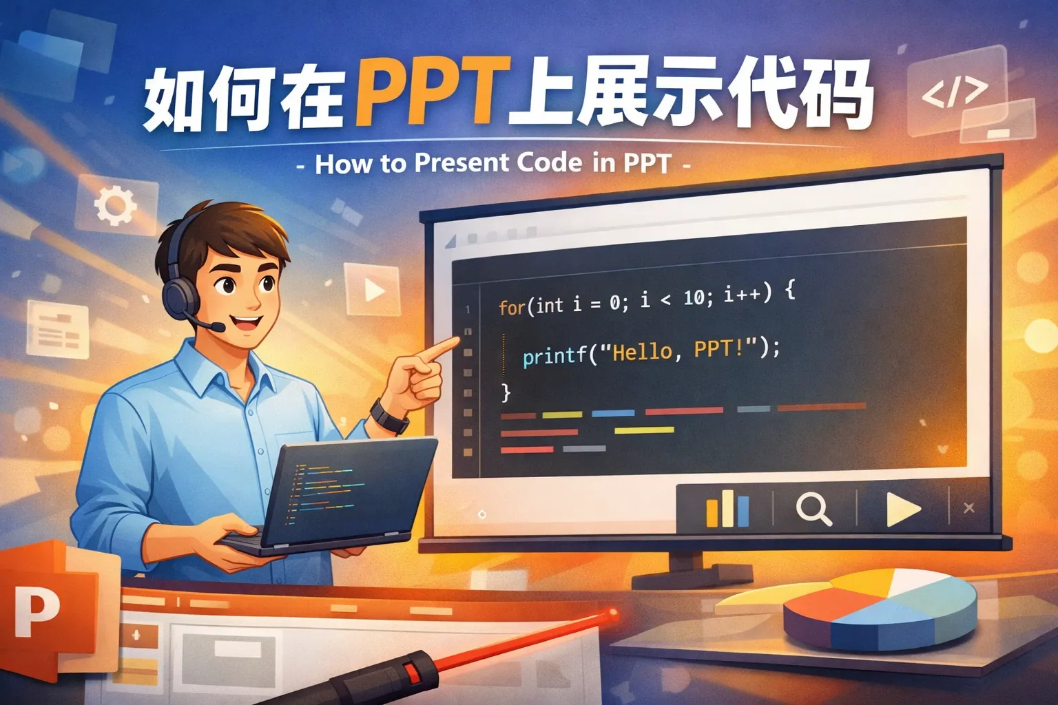 如何在ppt上展示代码