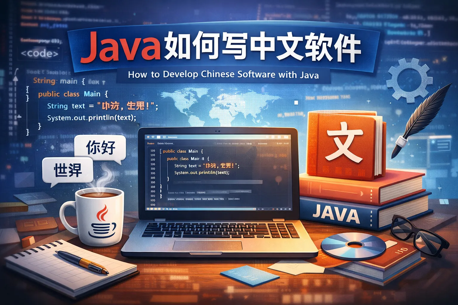 java如何写中文软件