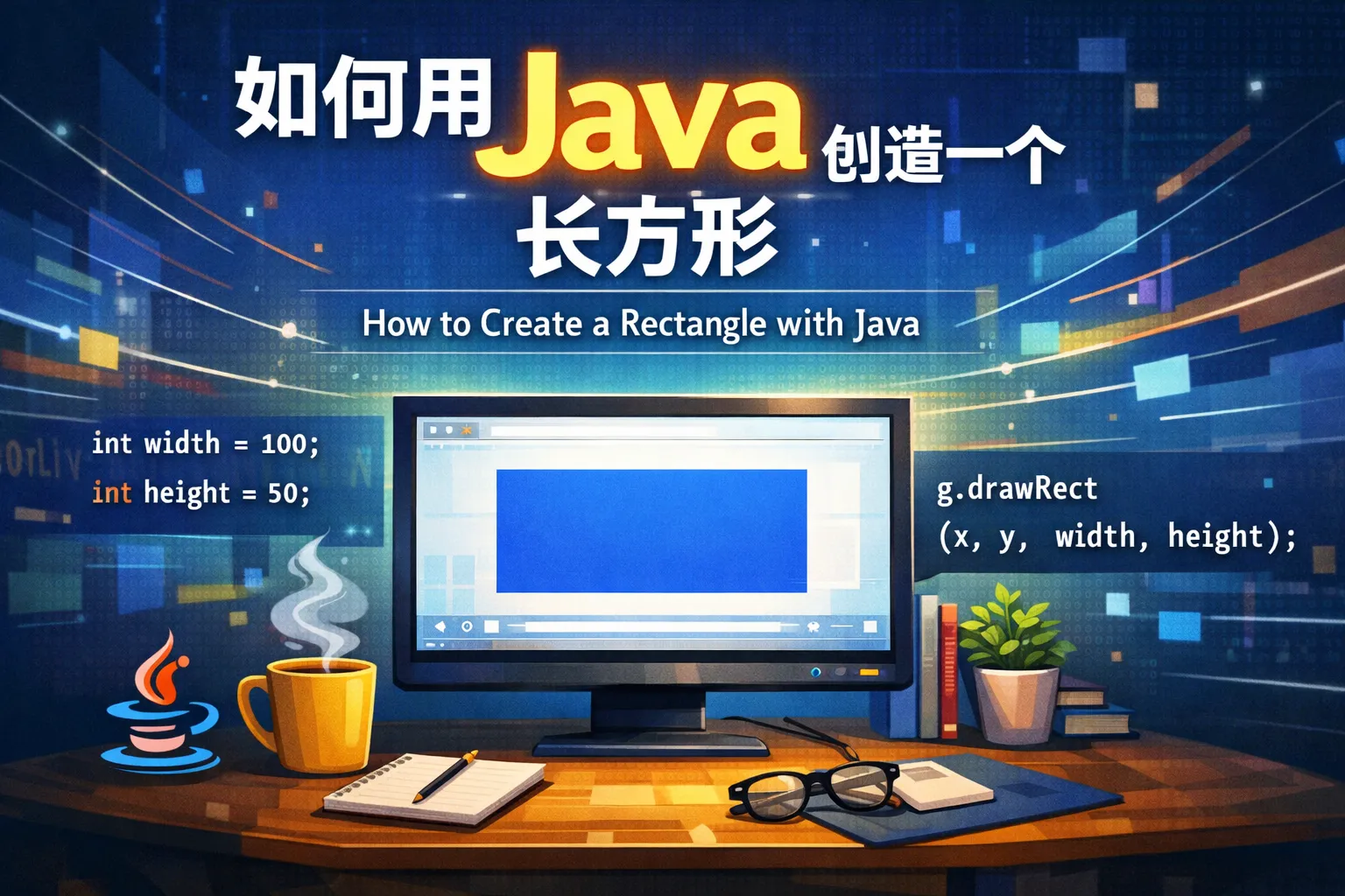 如何用java创造一个长方形