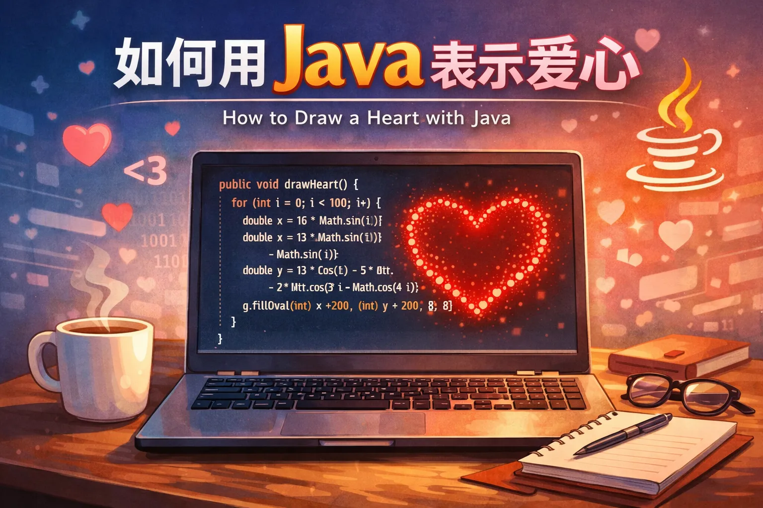 如何用java表示爱心