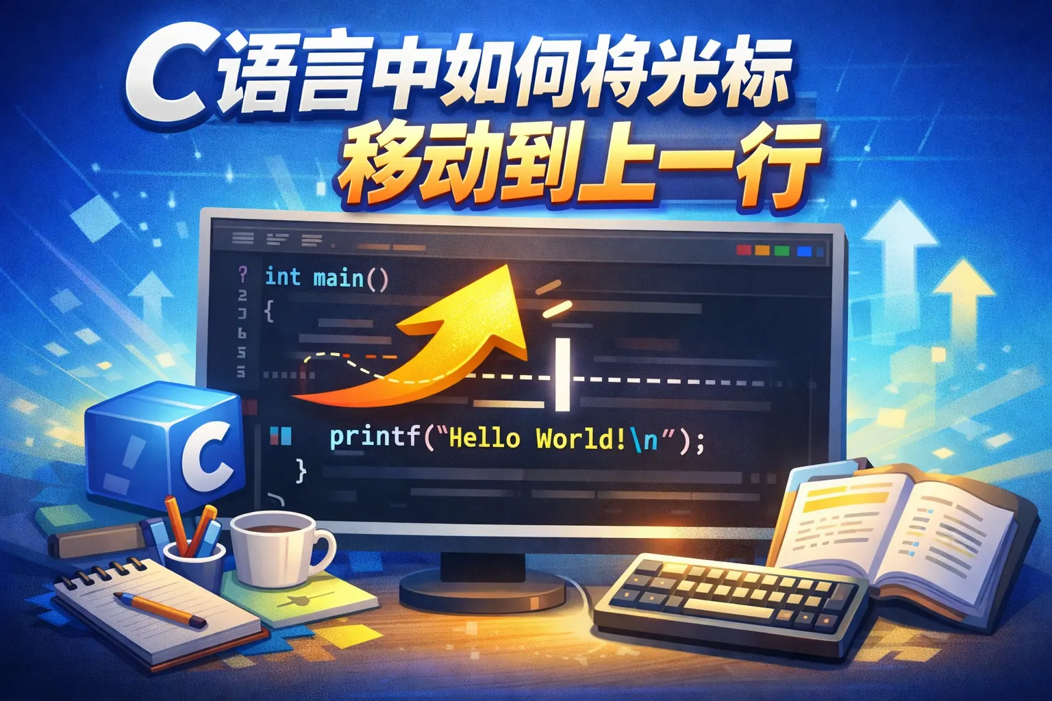 c语言中如何将光标移动到上一行
