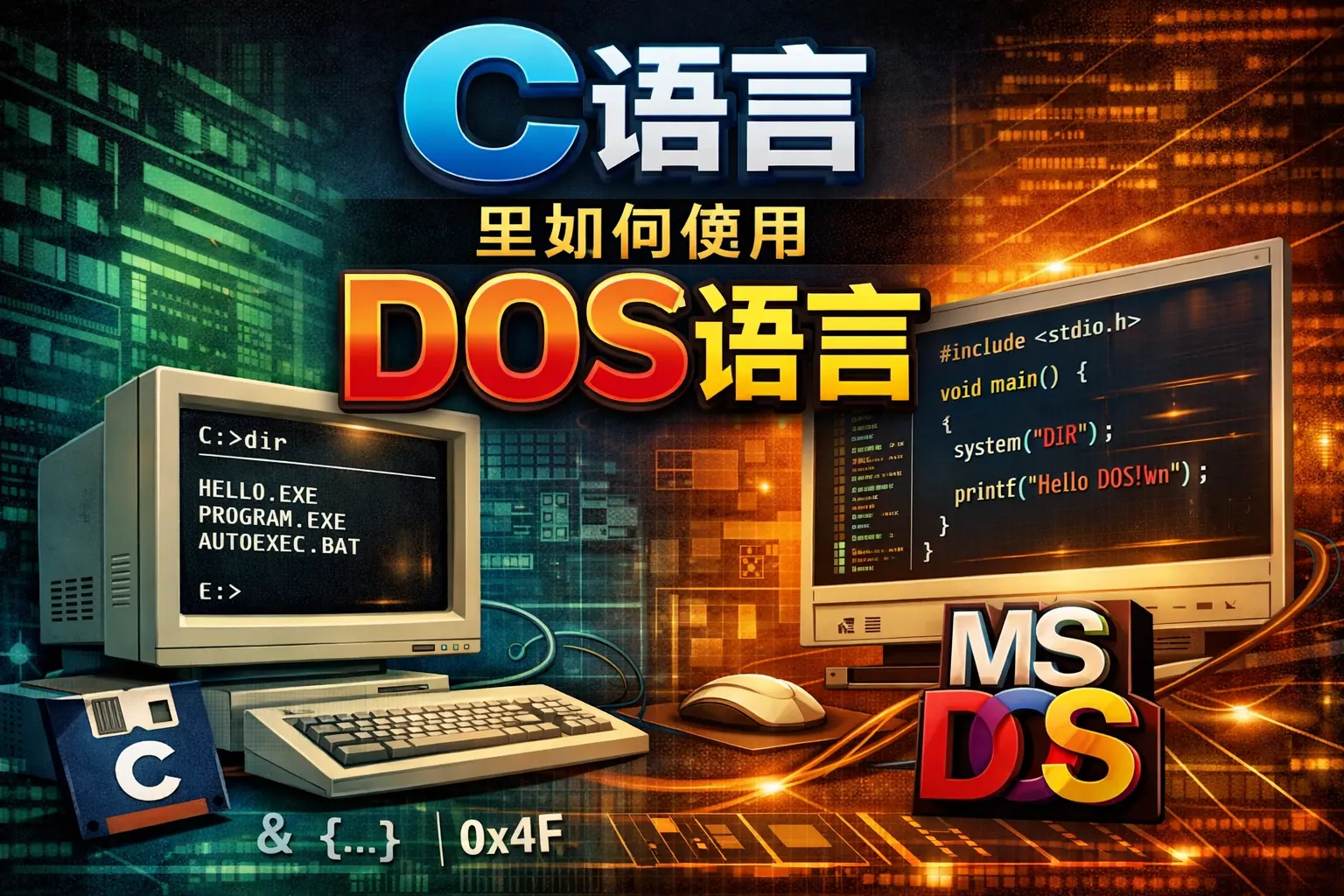 c 语言里如何使用dos语言