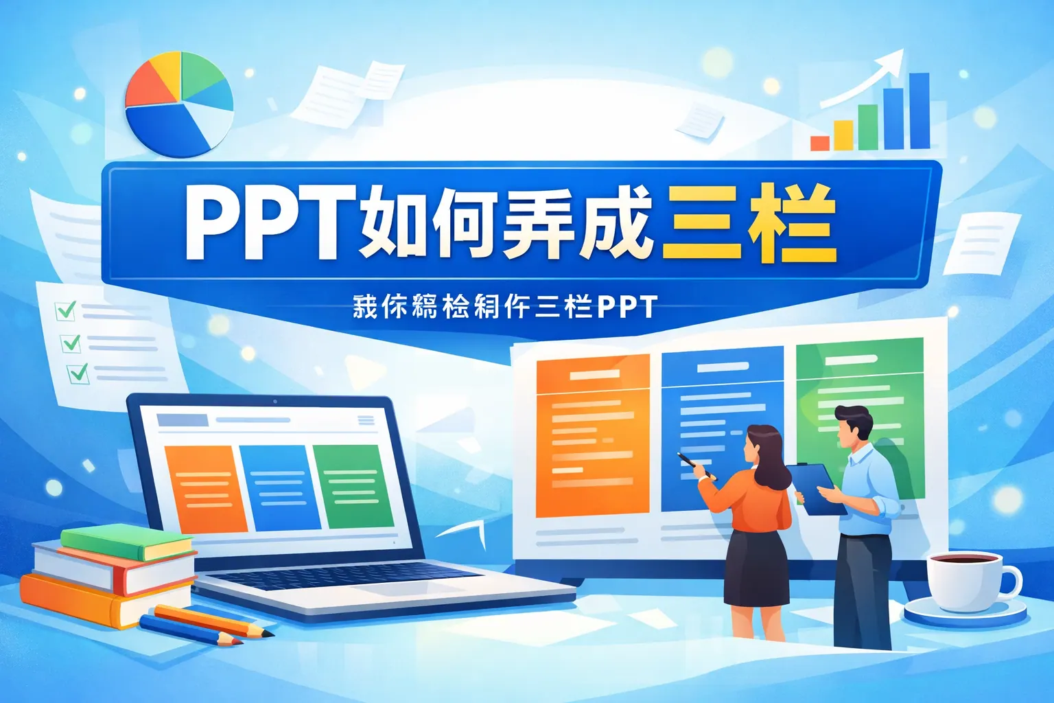 PPT如何弄成三栏
