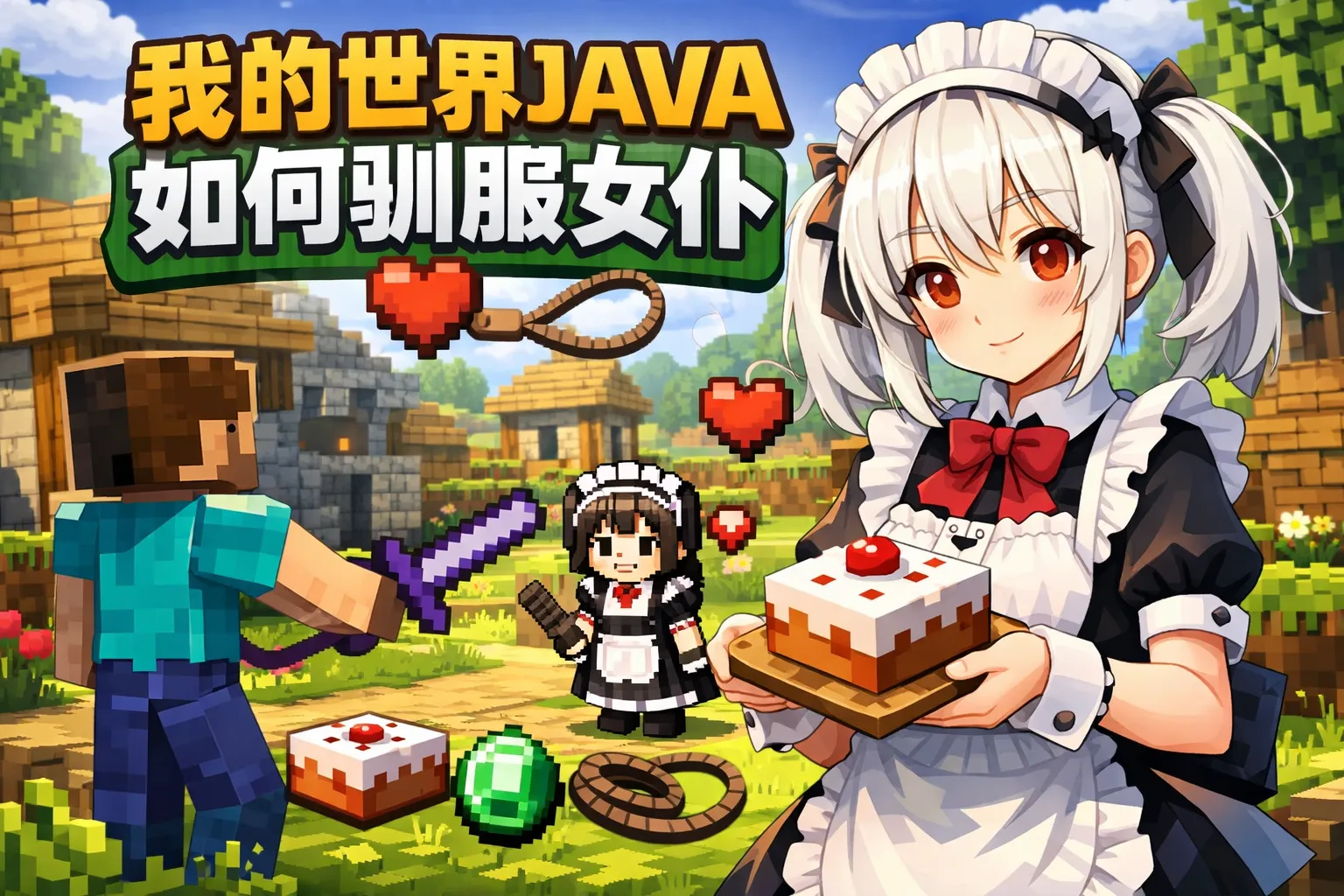 我的世界java如何驯服女仆