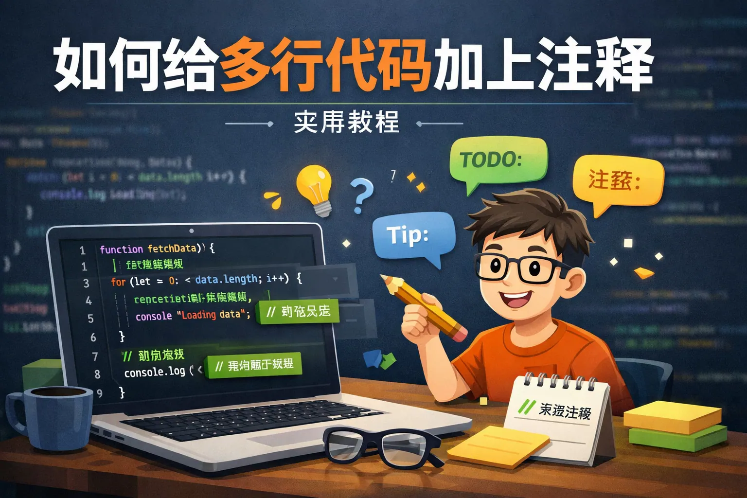 如何给多行代码加上注释