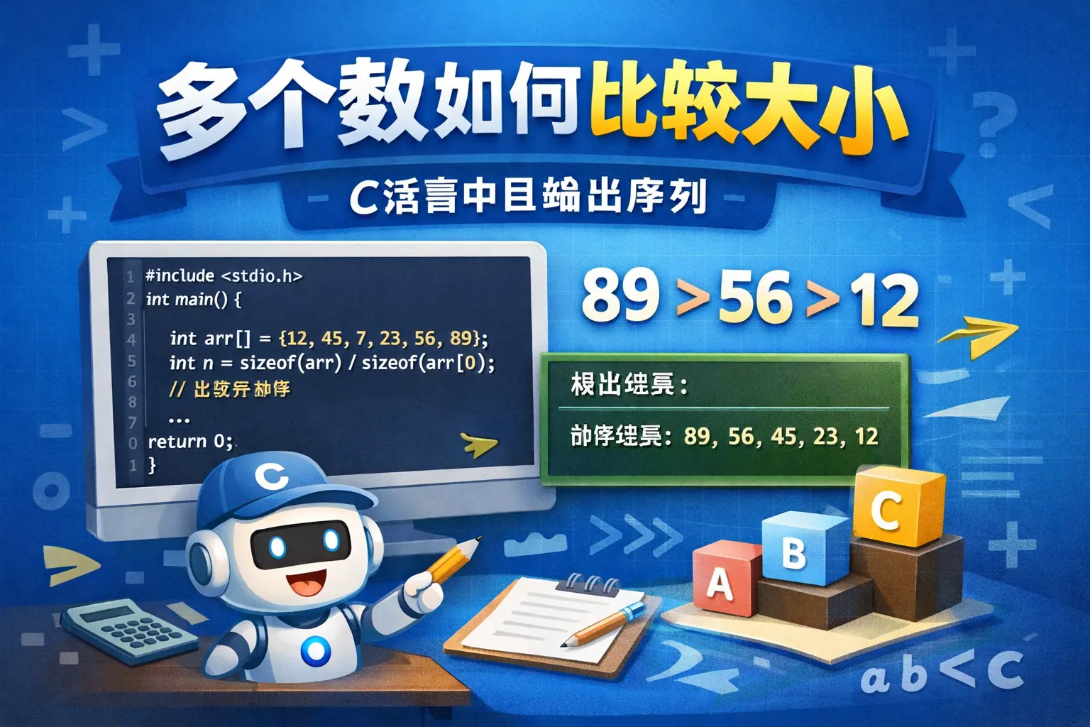 多个数如何比较大小C语言中且输出序列