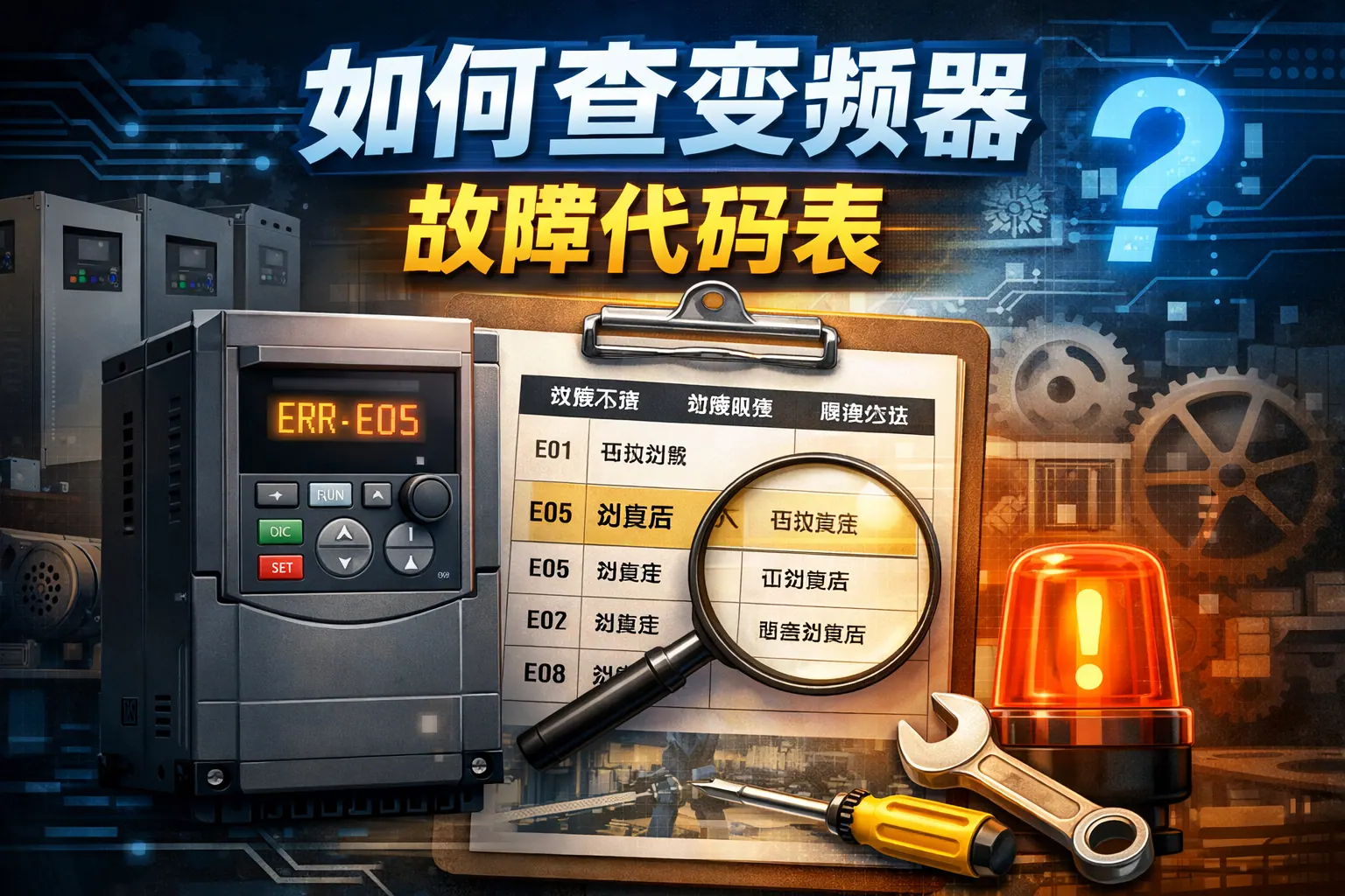 如何查变频器故障代码表