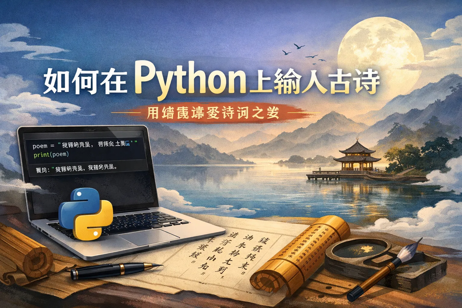 如何在python上输入古诗