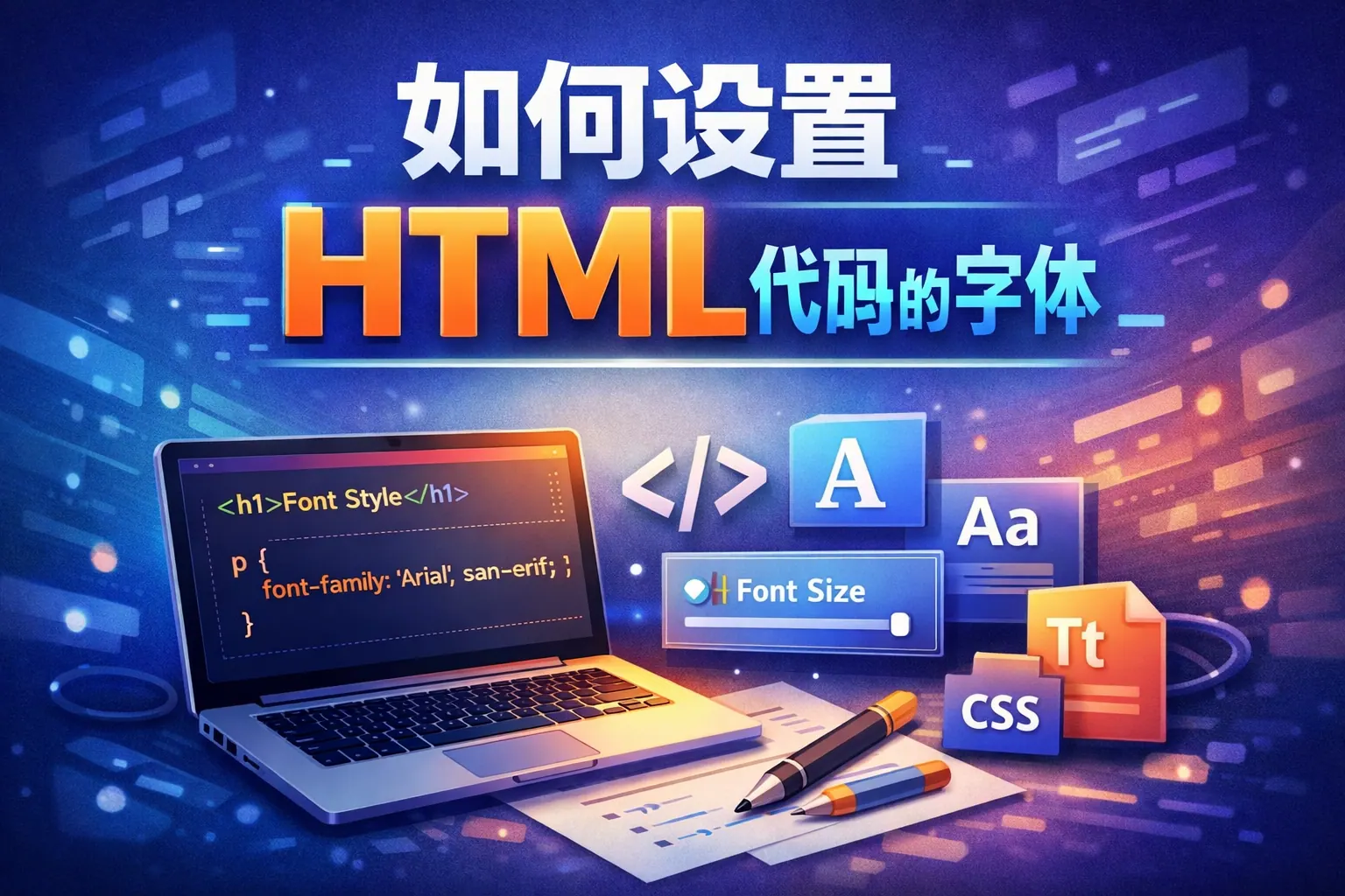 如何设置html代码的字体