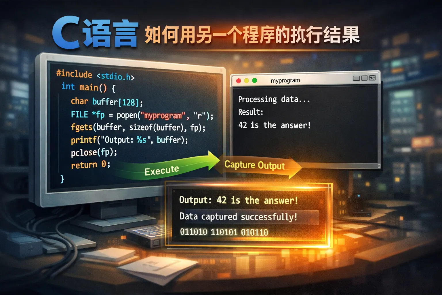 c语言如何用另一个程序的执行结果