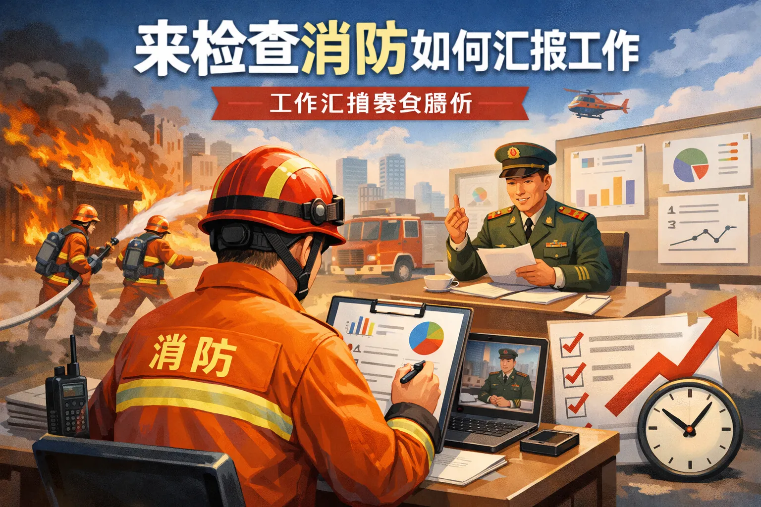 来检查消防如何汇报工作