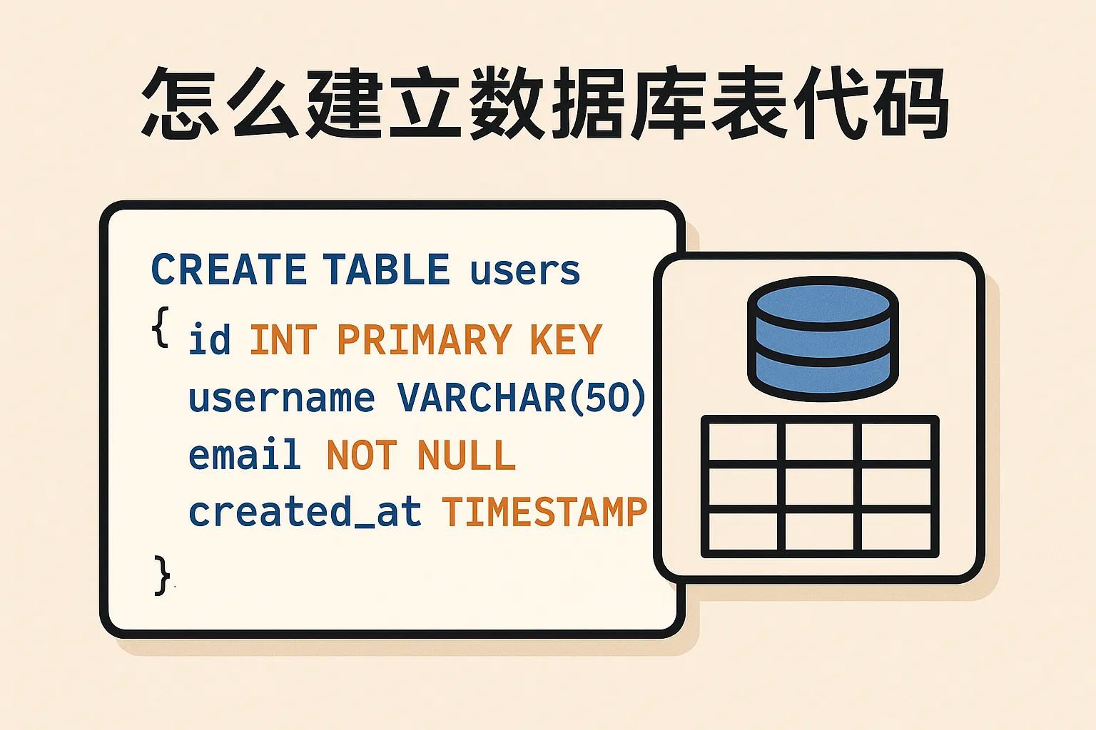 怎么建立数据库表代码