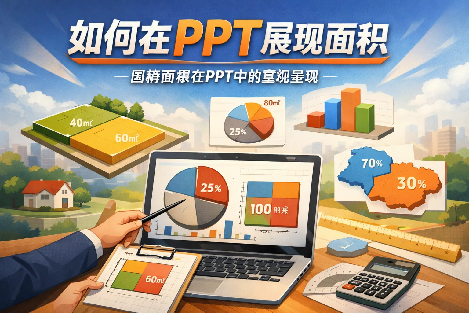 如何在ppt展现面积