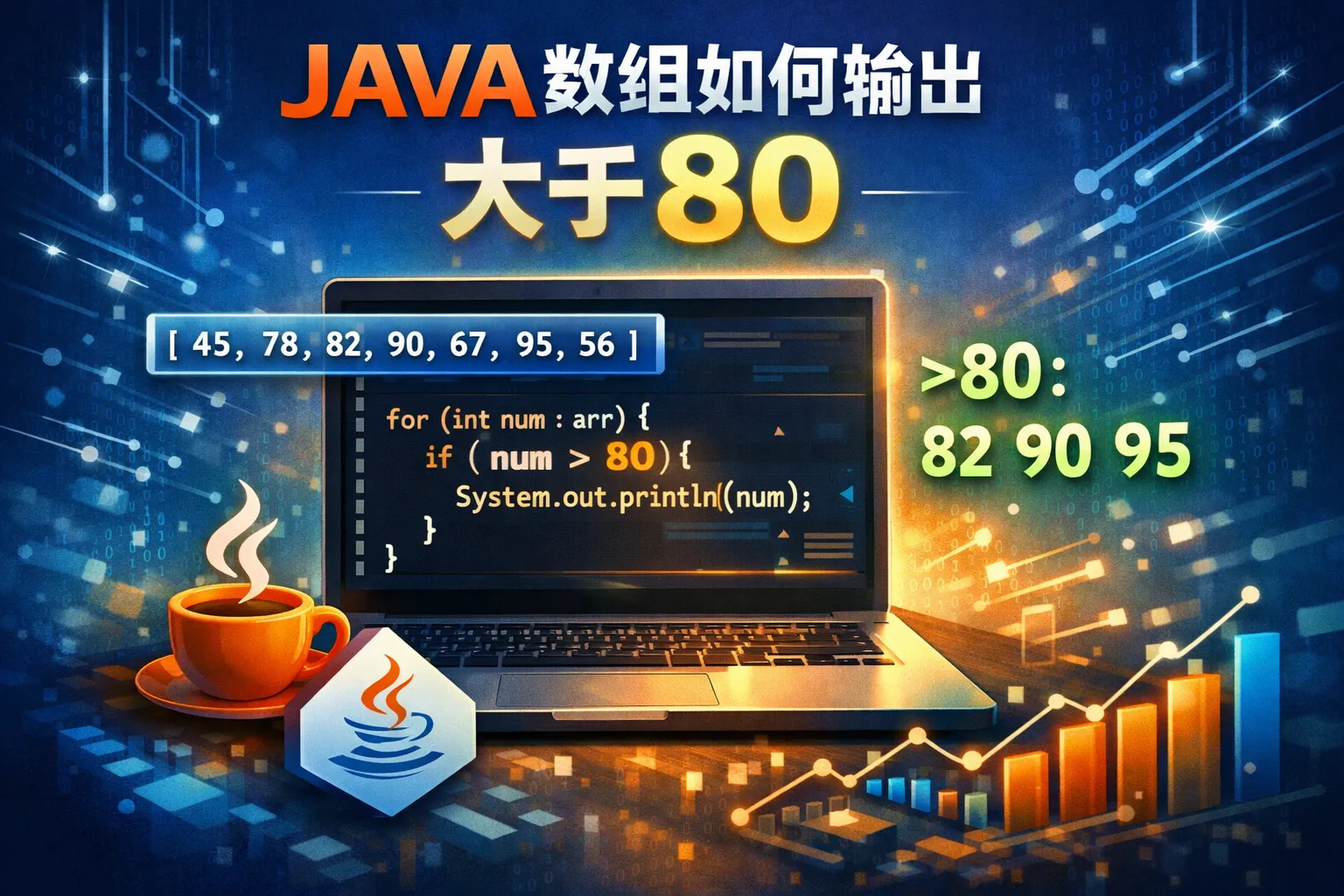 JAVA数组如何输出大于80