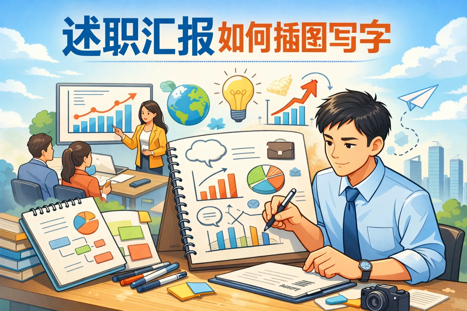 述职汇报如何插图写字