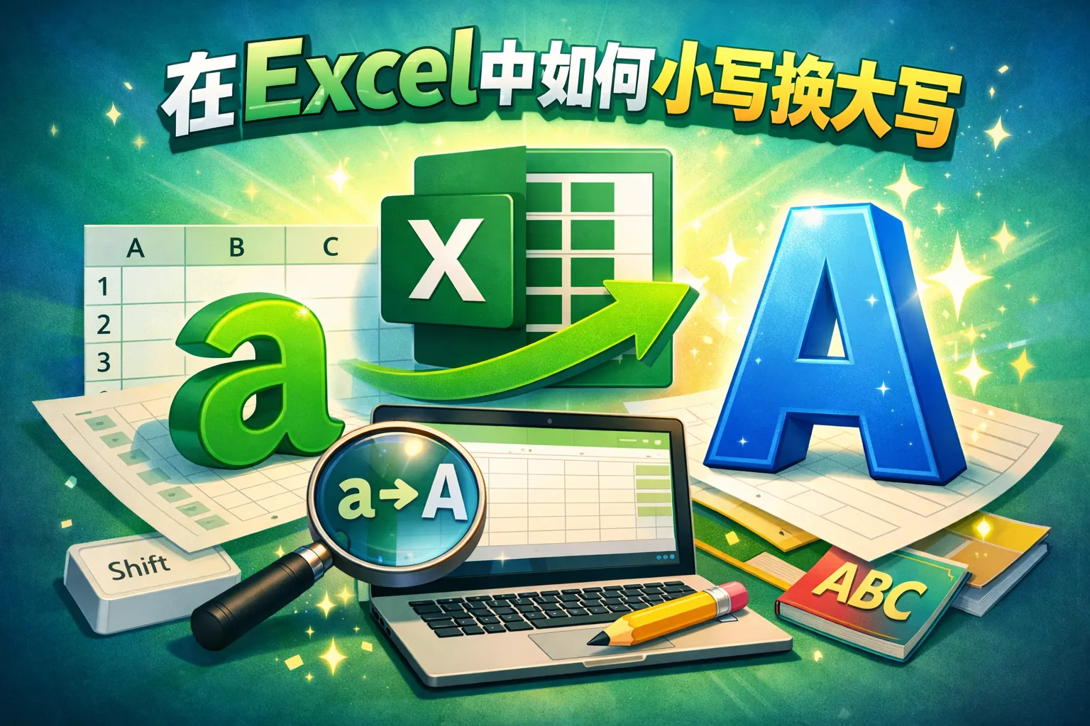 在excel中如何小写换大写