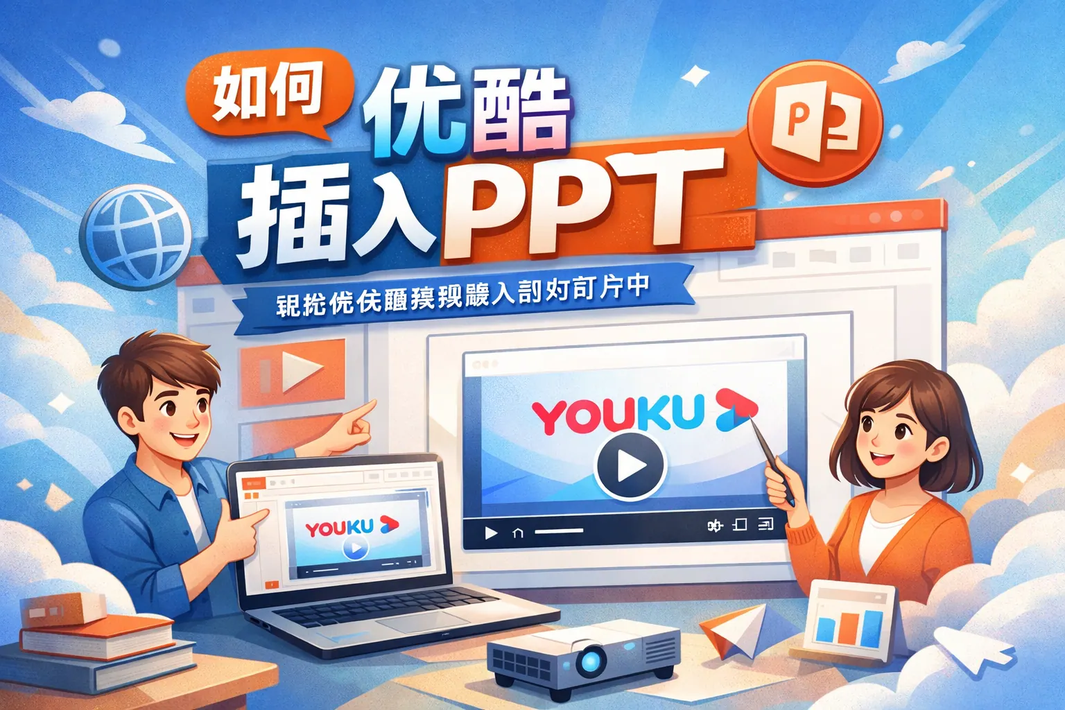 如何 优酷 插入ppt
