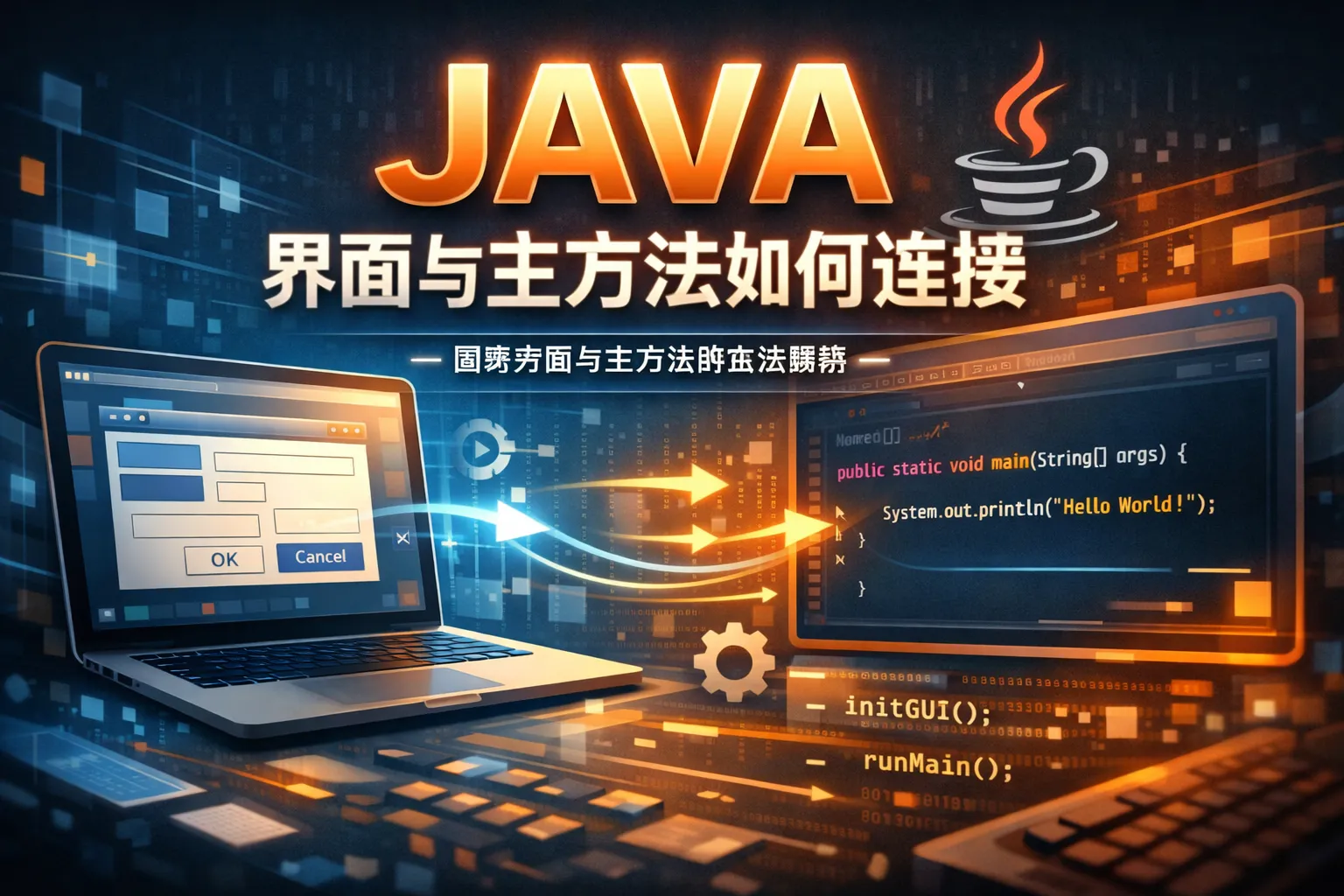 JAVA界面与主方法如何连接