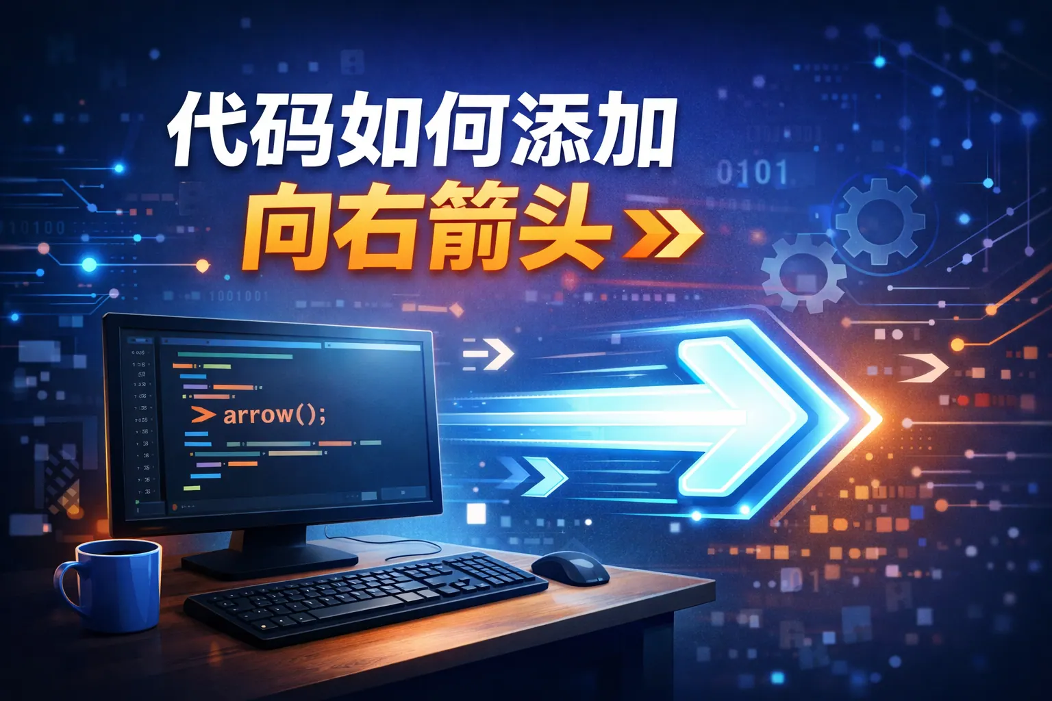 代码如何添加向右箭头