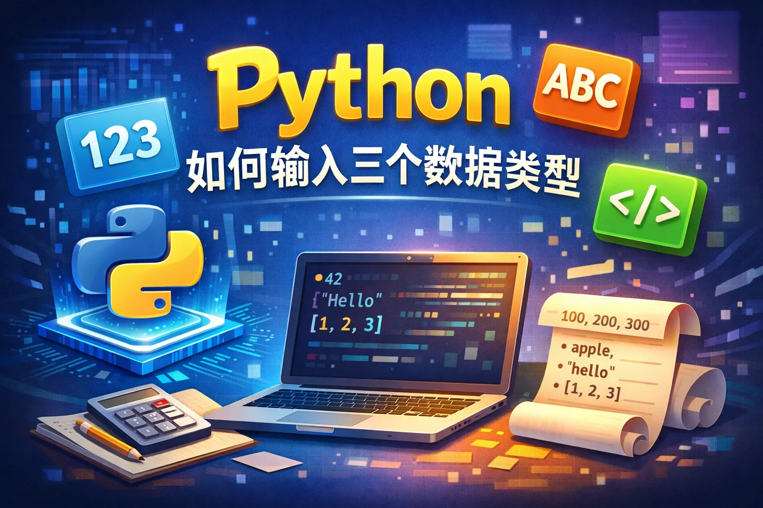 python如何输入三个数据类型