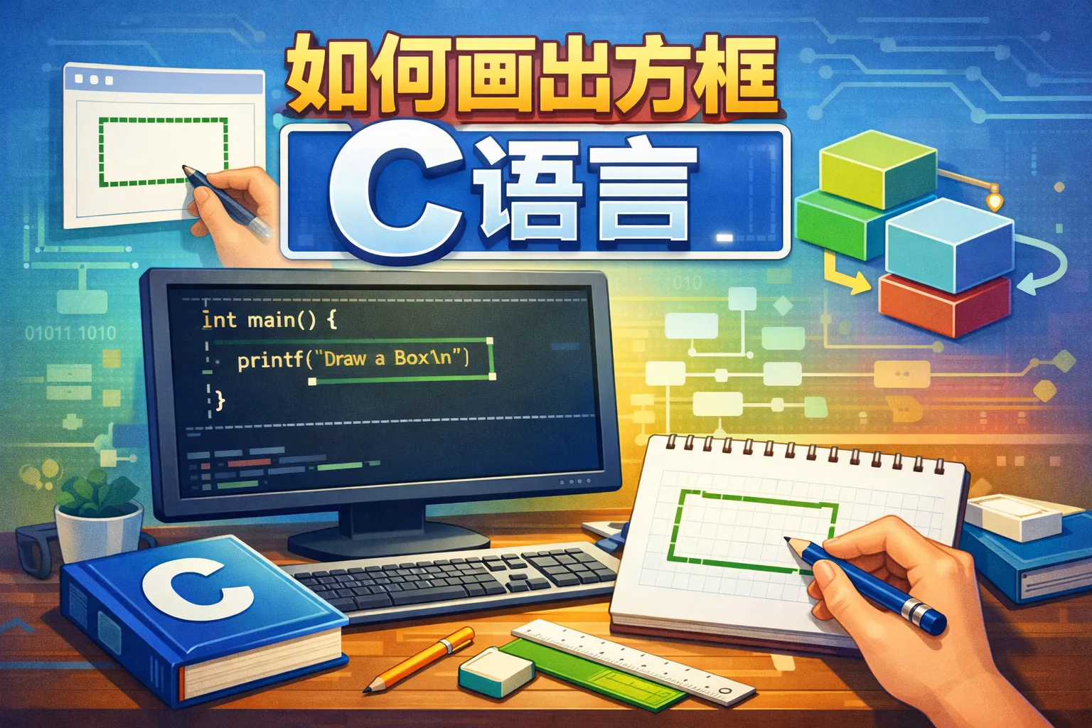 如何画出方框c语言