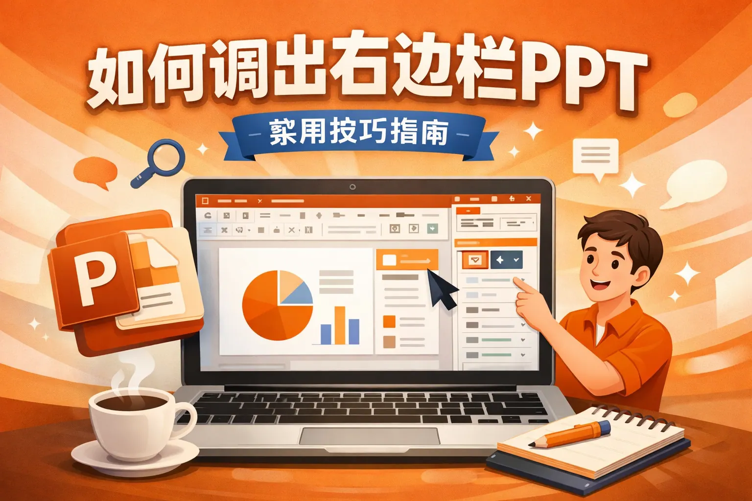 如何调出右边栏ppt