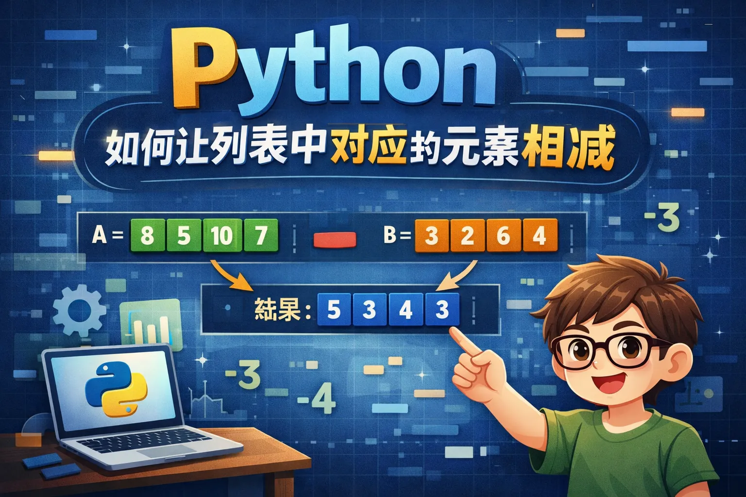python如何让列表中对应的元素相减