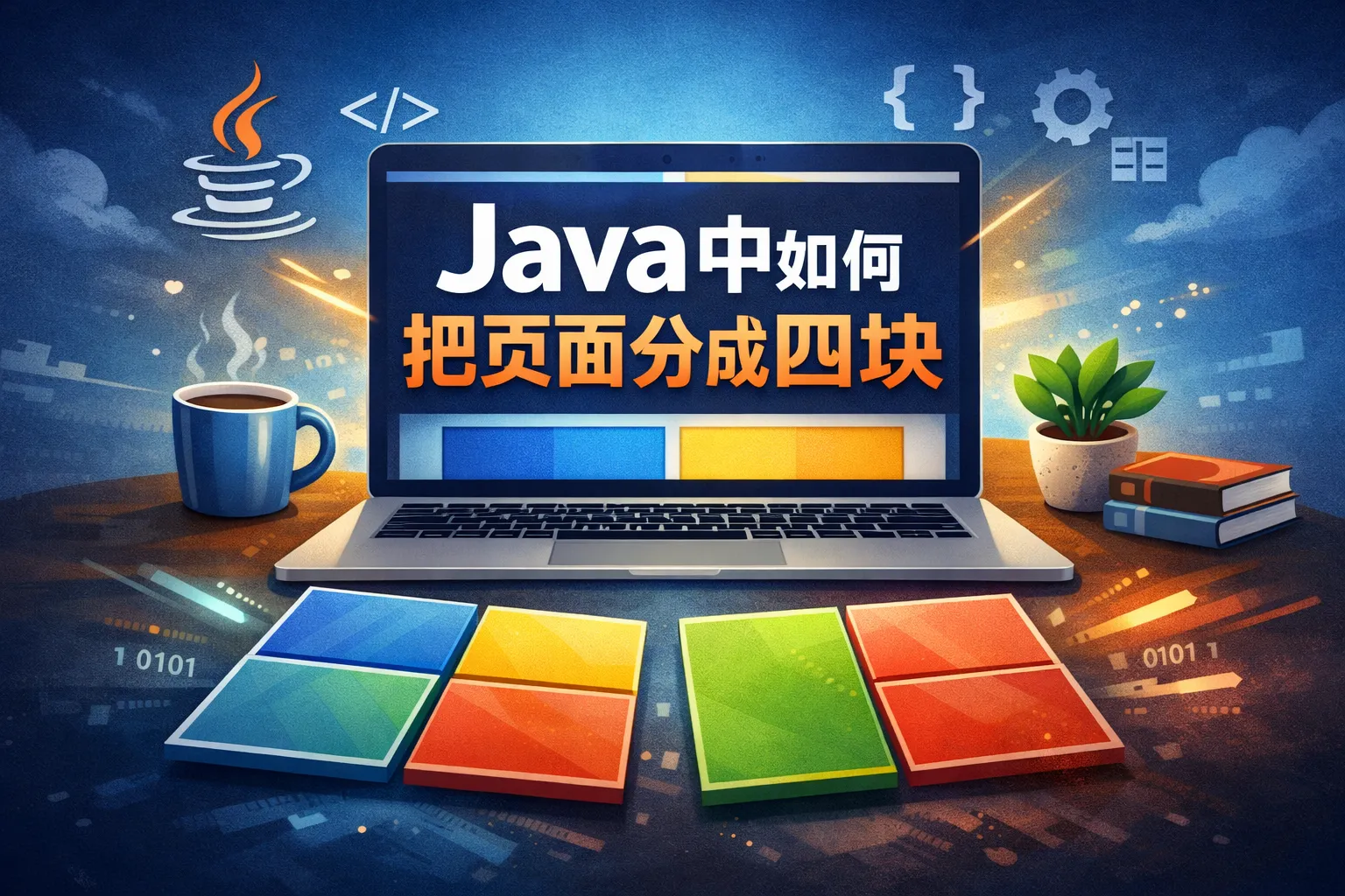 java中如何把页面分成四块