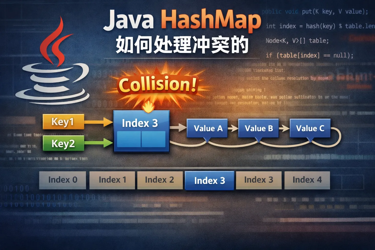 java hashmap如何处理冲突的