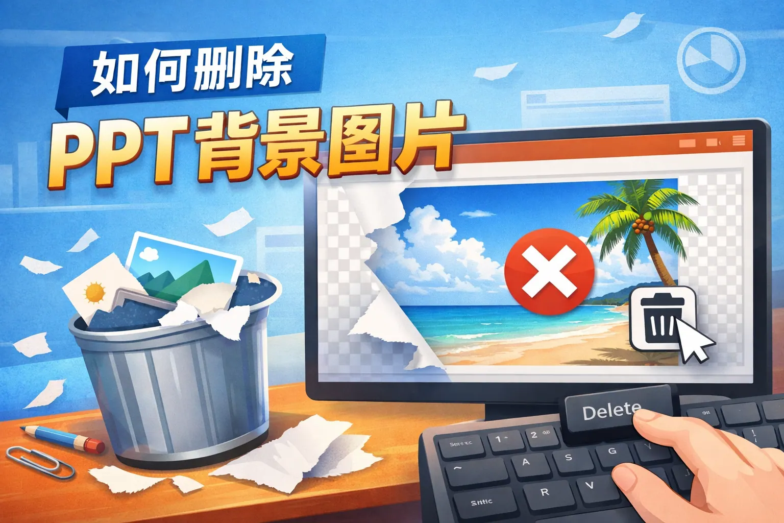如何删除ppt背景图片