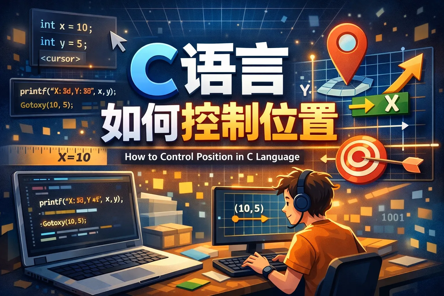 c语言如何控制位置