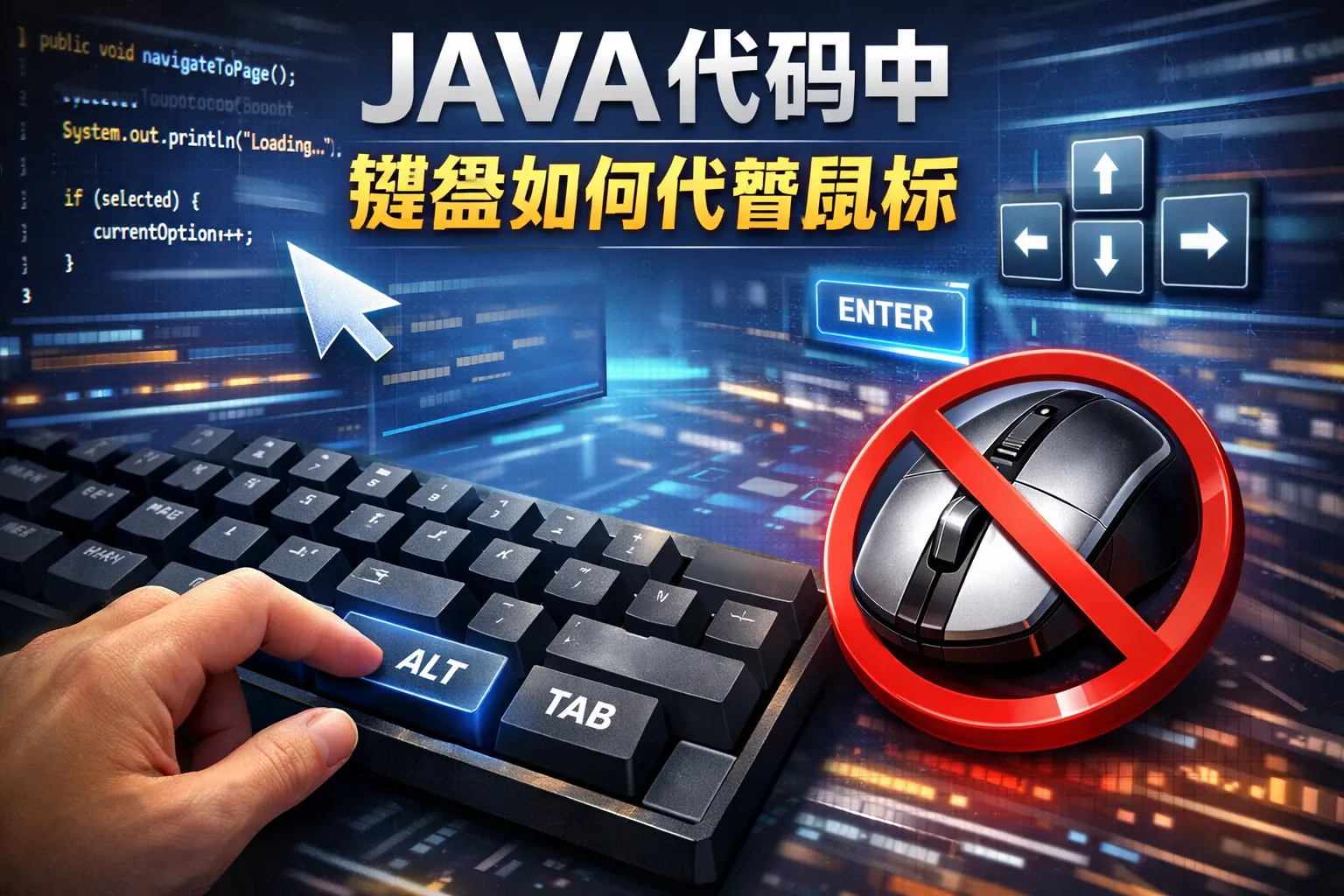 JAVA代码中键盘如何代替鼠标