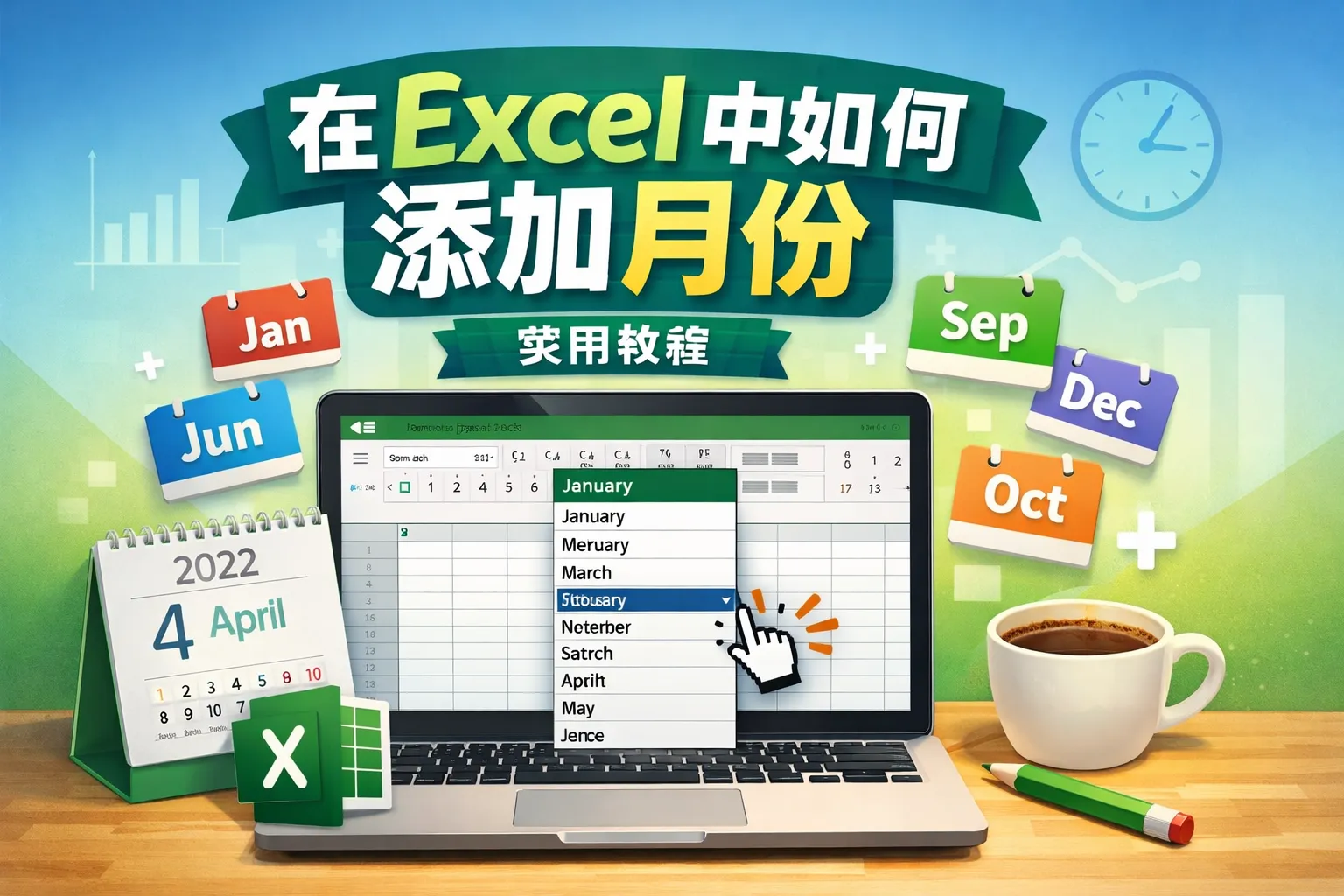 在excel中如何添加月份