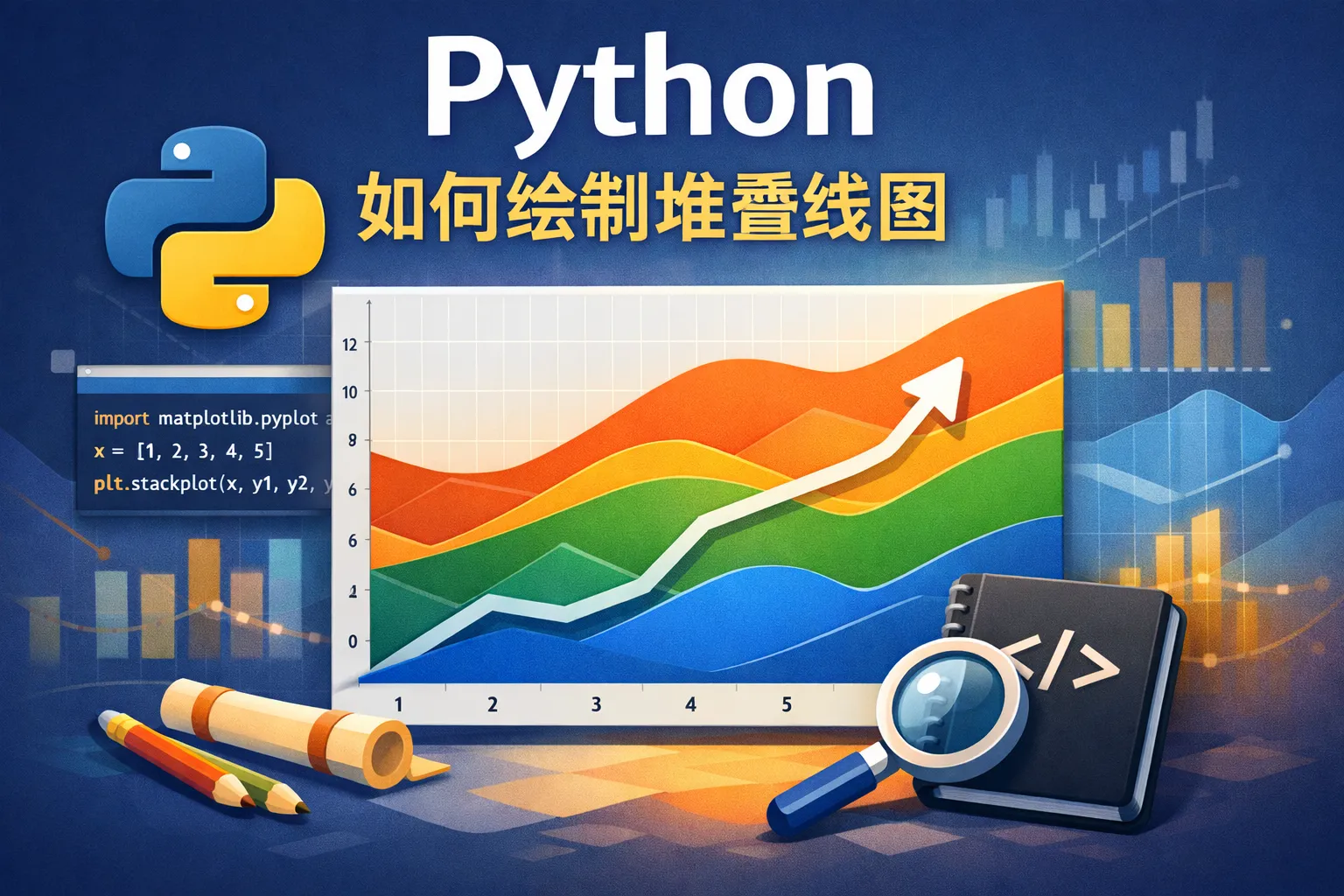 python如何绘制堆叠线图