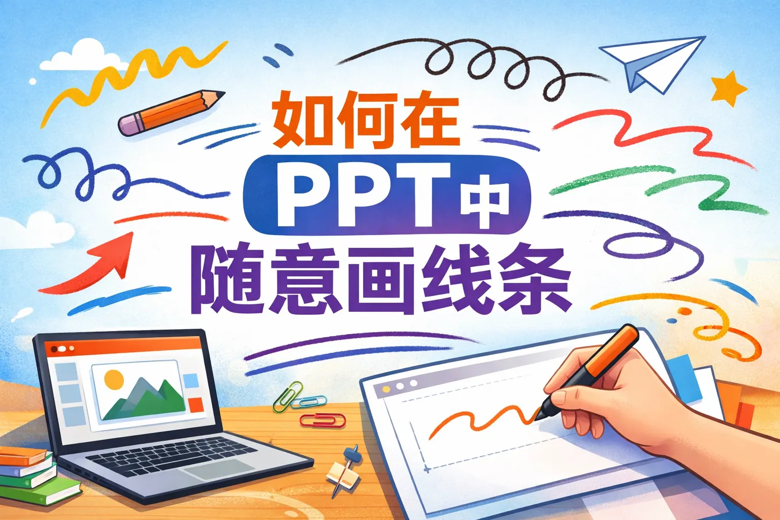 如何在ppt中随意画线条