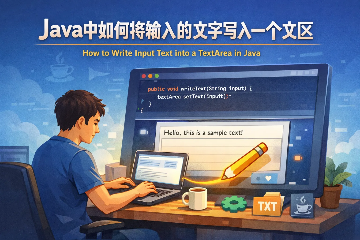 java中如何将输入的文字写入一个文本区