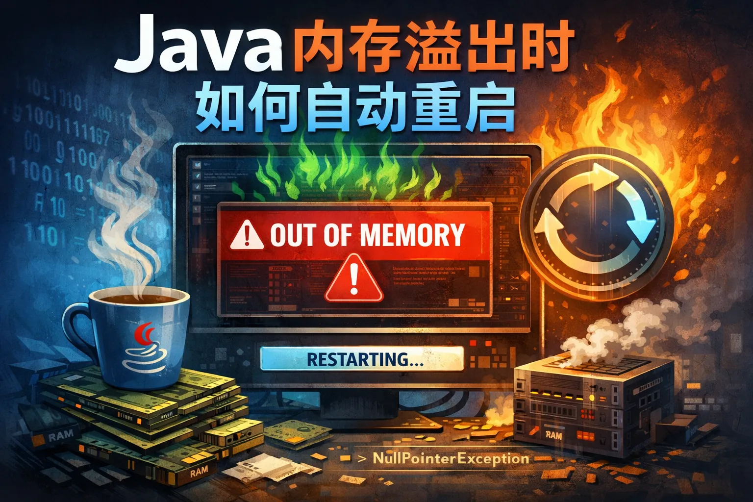 java内存溢出时如何自动重启