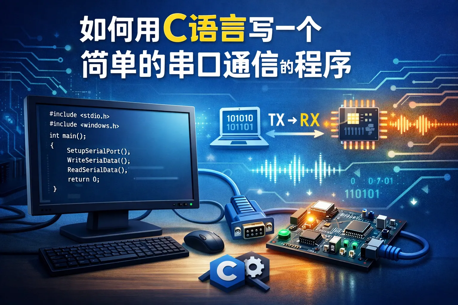 如何用c语言写一个简单的串口通信的程序