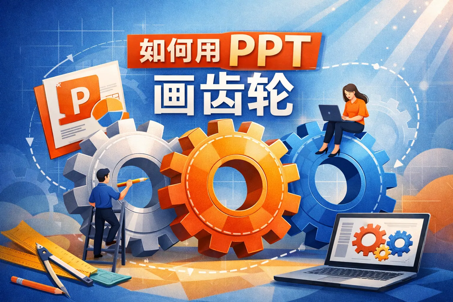 如何用ppt画齿轮