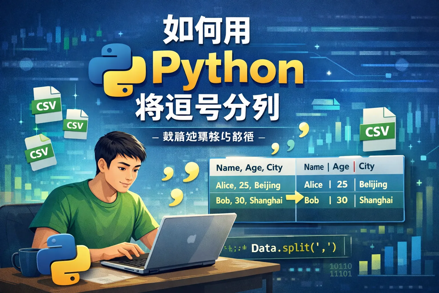 如何用python将逗号分列